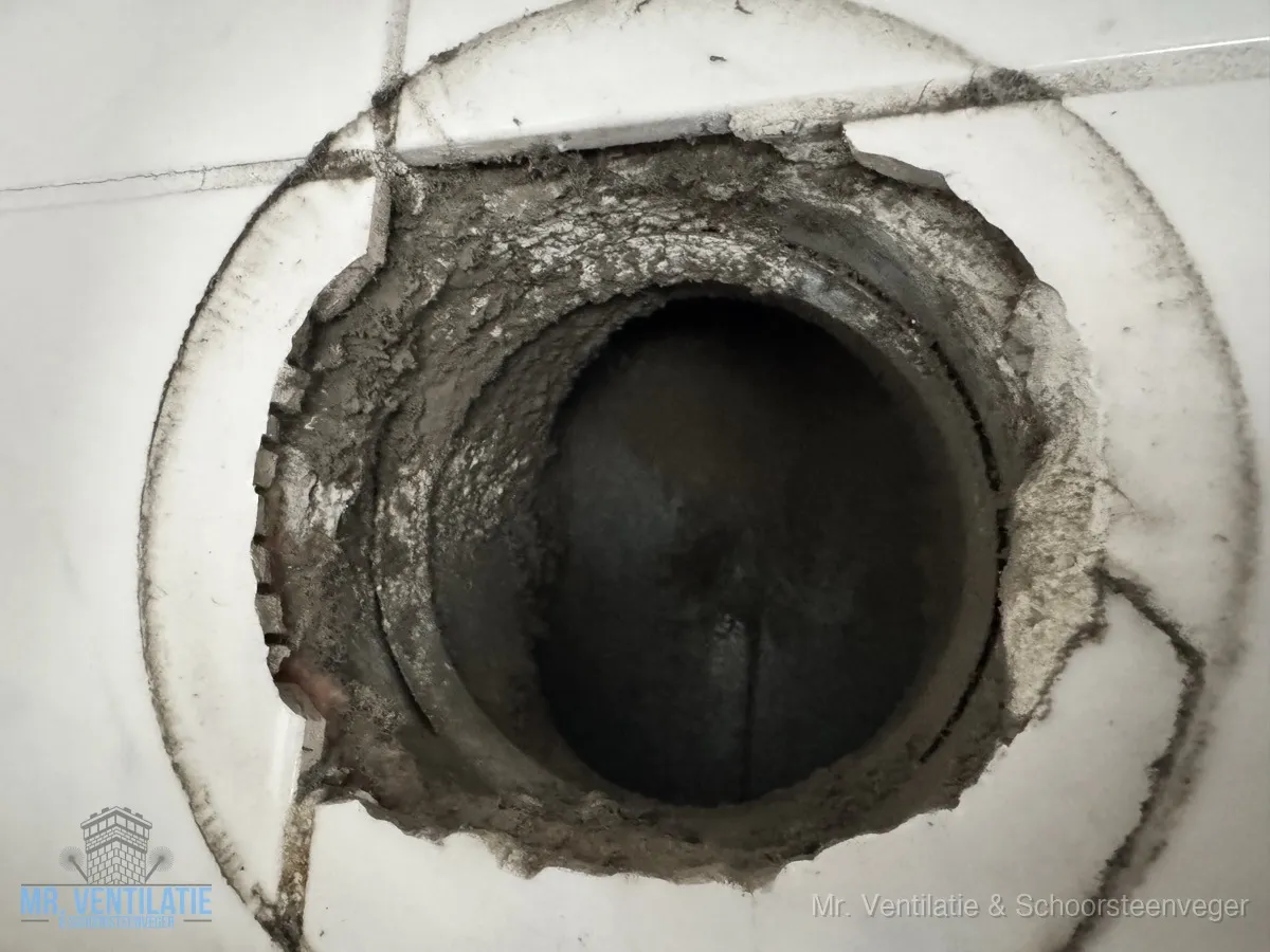 Vervuilde ventilatie-opening met dikke stoflaag