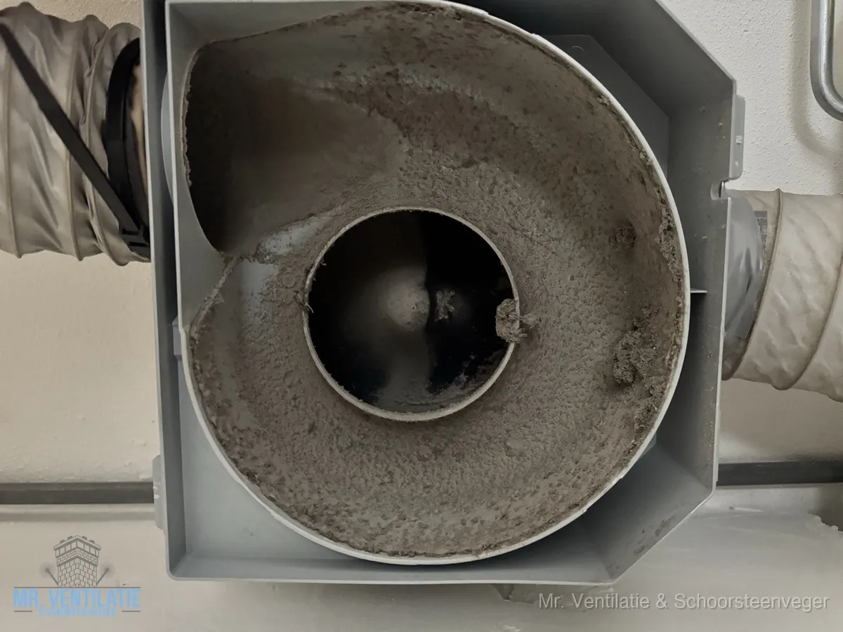 Ventilatiebox vol stof voor reiniging
